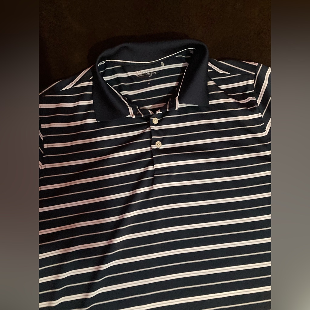 Walter Hagen Essentials Stripped Golf Polo, Size M.